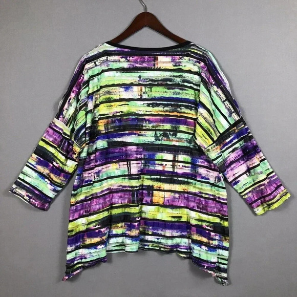 IC BY CONNIE K Textured Tiered Ruffle Tunic Top Size XL Pockets Colorful Artsy - Picture 2 of 15